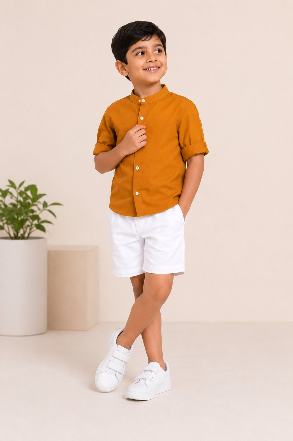 Mustard shirt Shorts Set